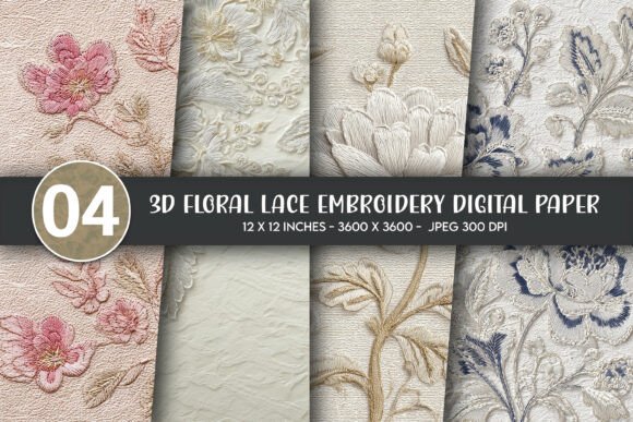 Review: 3D Floral Lace Embroidery Digital Paper