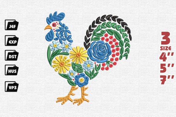 Review: Colorful Folk Art Floral Rooster Design