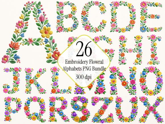 Review: Floral Embroidery Alphabet PNG Bundle