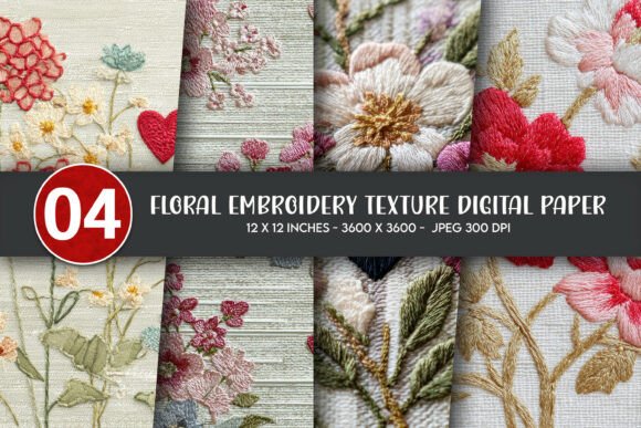 Review: Floral Embroidery Texture Digital Paper for Holiday Crafts