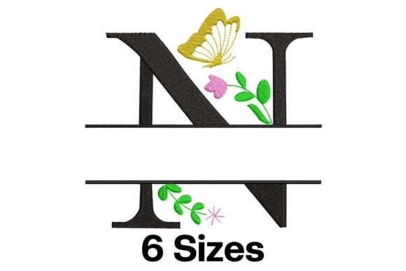 Reviewing Floral Split Letter N for Embroidery