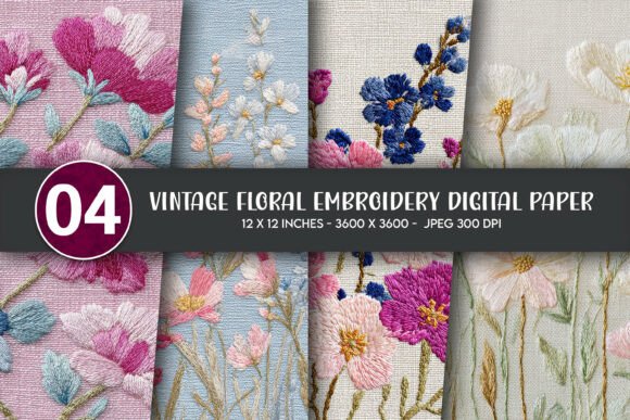 Reviewing Vintage Floral Embroidery Digital Paper